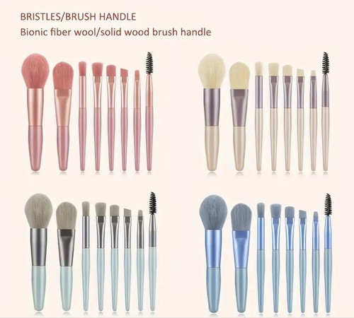 8 Pcs Makeup Brush Set Foundation Blush Eyeshadow Lip Brushes Make Up Bag Case - Picture 11 of 14