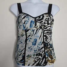 Vintage Y2K Nine West Womens 10 Top Mesh Babydoll Grunge Animal Print Whimsigoth