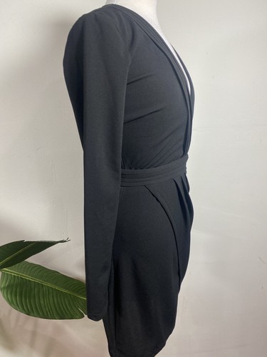 TOBI Women's Black Color AVA Long Sleeve Deep V Bodycon Dress - Size M - Picture 2 of 8