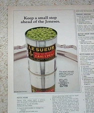1971 vintage ad - Green Giant Le Sueur Peas - keep ahead of the Joneses PRINT AD