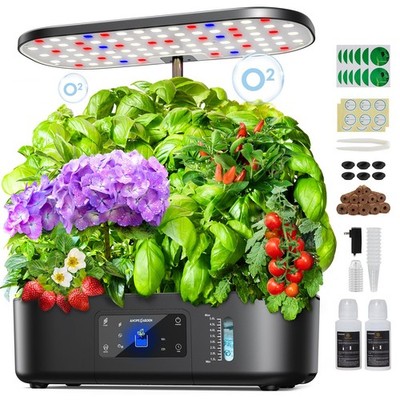 Ahopegarden Hydroponics Growing System Kit Indoor 12 pods, Midnight Black 