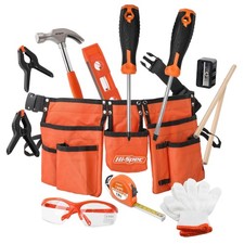 Hi-Spec 16pc Orange Kids Tool Kit Set  Child Size Tool Belt. Real Kit for DI...