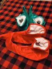  Vintage Elf Shoes Red Or Green Vinyl Sole Santa Costume Christmas W 9- 10? 