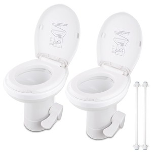 Yescom RV Gravity Flush Toilet 20" Elongated w/ Foot Pedal Portable 2 Packs HDPE