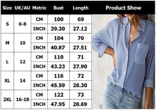 Ladies Stripes Blouse Casual Loose Pocket Long Sleeve Button Top Shirts Tee SIZE