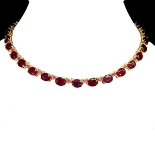 925 Sterling Silver Necklace Oval Ruby 9x7mm Ruby Natural Gemstone Jewelry 15.5