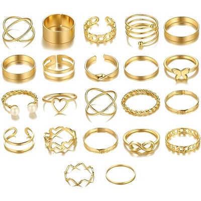 ElevaPulse Ringe Gold, 42 Pieces Knuckle Rings Set For Women Girls Snake Chai...