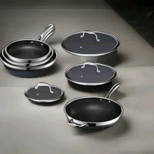 HexClad 7-Piece frypan Skillet set- 12”wok/12”/10”/8” Pan with 3 Lids 