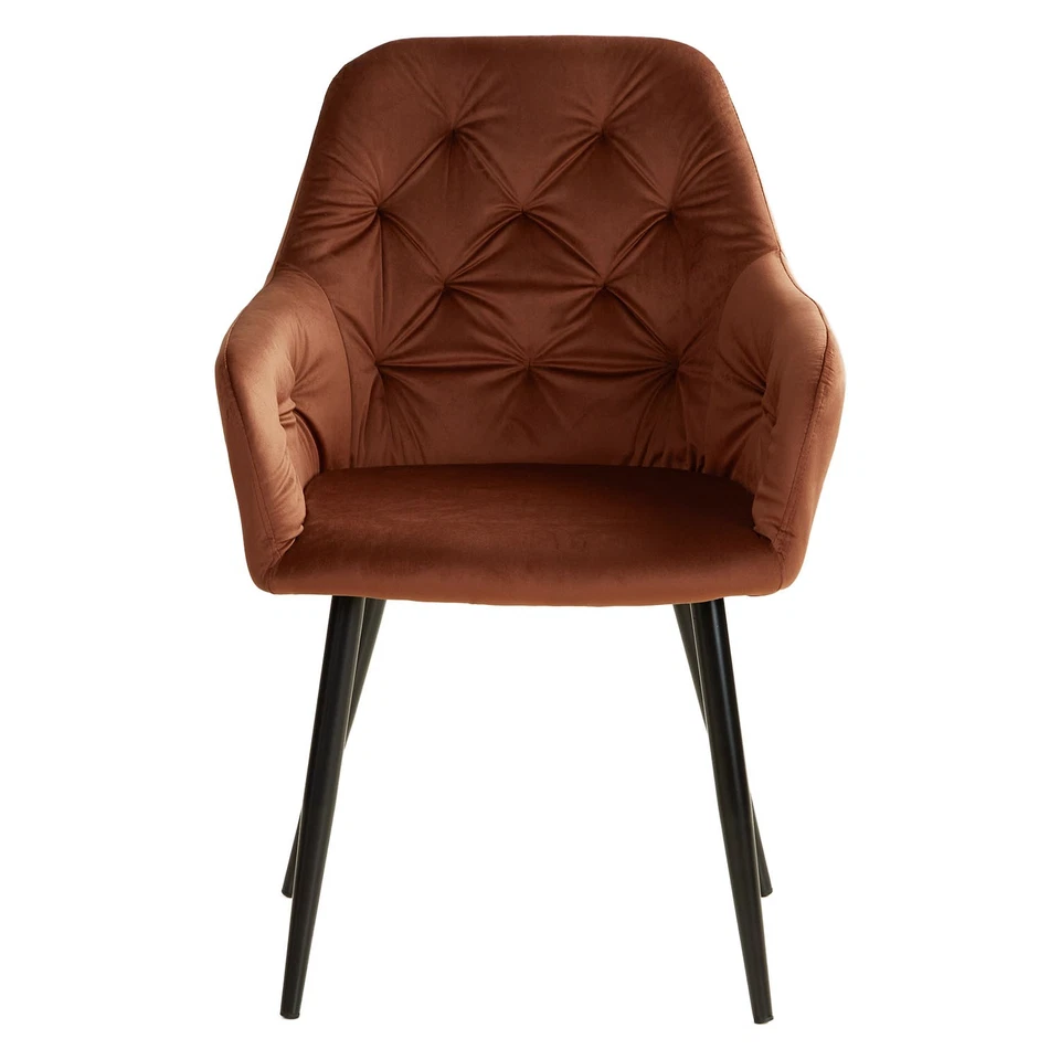 Polsterstuhl Esszimmer 2er Set mit Armlehnen Samt Braun Stühle Küche Homestyle4u - Bild 4 von 4