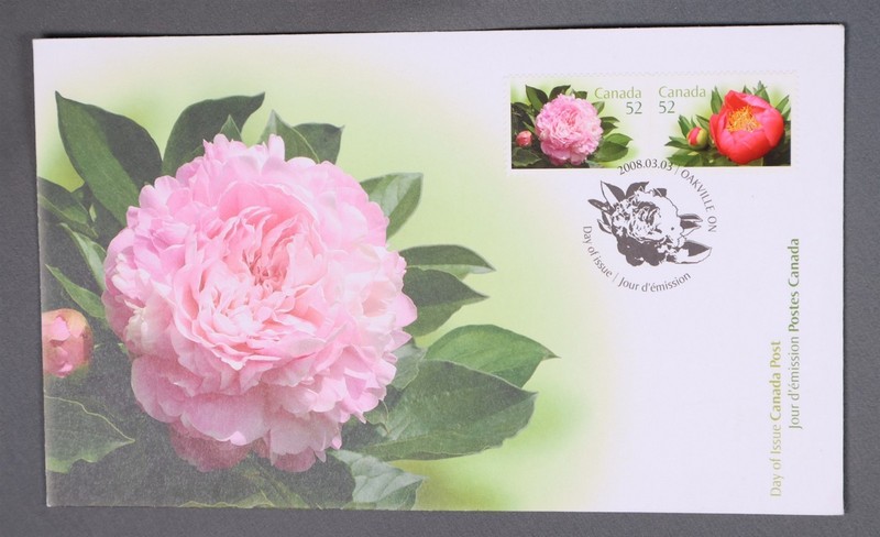 MayfairStamps Canada FDC 2008 Pair Peony Flower First Day Cover aaz_56743