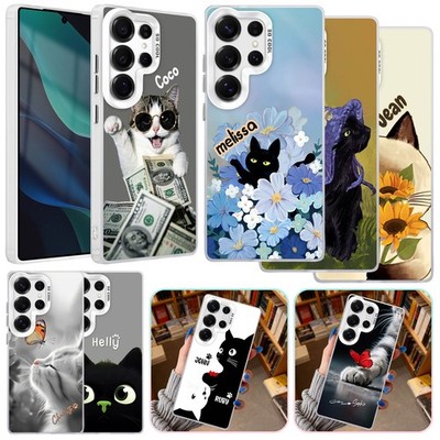 Cat Pattern Customized Phone Case For Samsung S26 S25 S24 FE S23 S22 Laser Cover