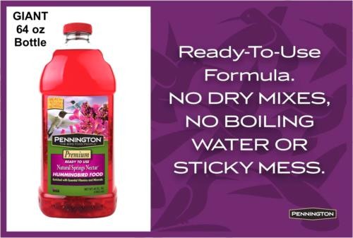 PenningtonSelect NATURAL SPRINGS NECTAR HummingBird Food/NO Mixing Ready2Use 16z - Picture 2 of 7
