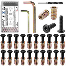 30 Sets M6X16Mm Furniture Screw Nut,M6X10Mm Threaded Inserts for Wood,Connector 