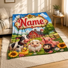 Farmyard Personalized Coral Fleece Blanket