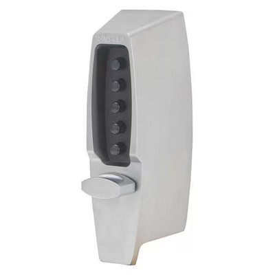 Simplex 710226D41 Mechanical Push Button Lockset, Satin Chrome, 1-3/8'' To