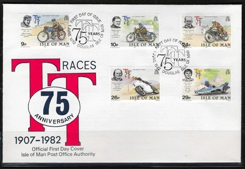 1¢ WONDER'S ~ ISLE OF MAN FDC 75TH ANNIVERSARY TT RACES 1982 C/S - F197