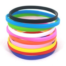 10 x Silicone Bracelet Blank Wristband Multi Color Thin Wrist Band for Men Women