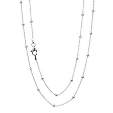 925 Silver Layers Stacking Small Ball Chain Necklace, 16"-24"