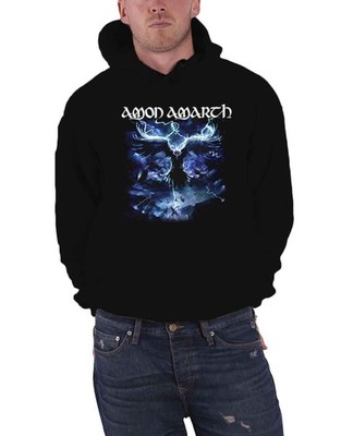 Amon Amarth Hoodie Ravens Flight Band Logo new Official Mens Black Pullover Size