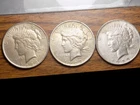 PEACE SILVER DOLLARS LOT OF 3 NICE COINS 1923 P MINTS NICE AU++ COINS 90% SILVER