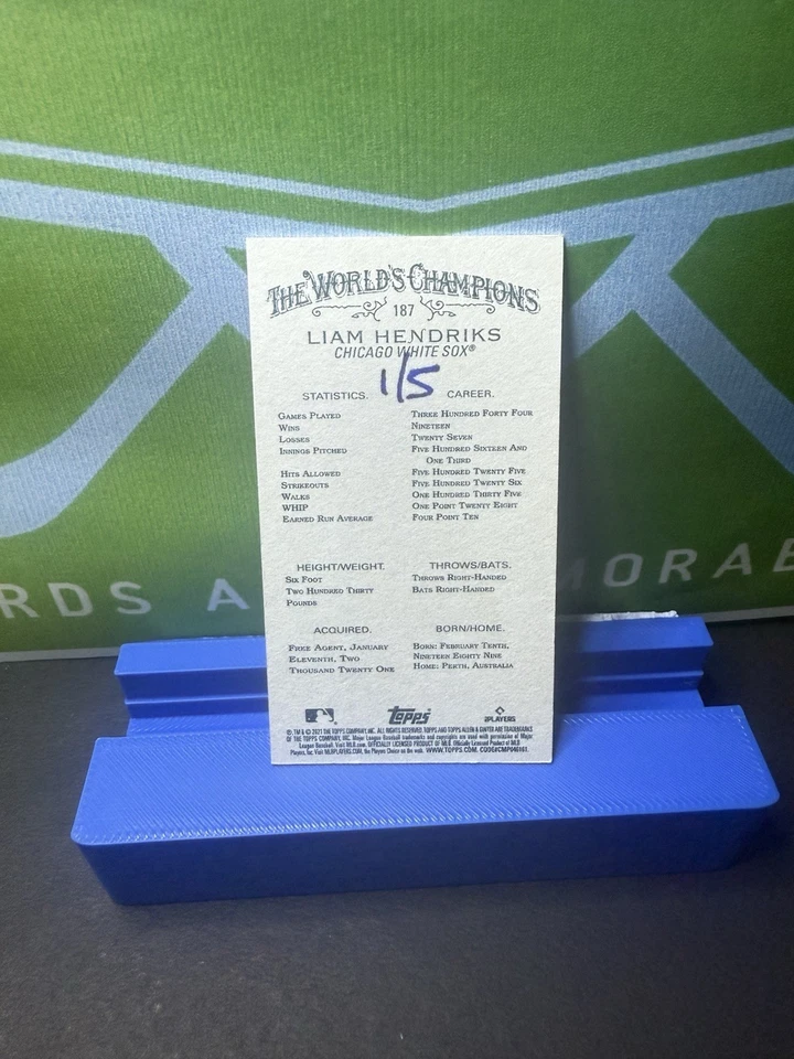 2021 Topps Allen & Ginter Liam Hendriks Mini Red Border 1/5 - Image 2 of 2