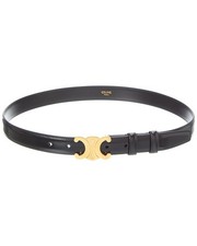 Celine Triomphe Leather Belt Women's Black 75
