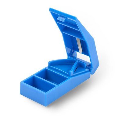 Pill Cutter and Storage Organizer Stainless Steel Blade V-Shaped Holder