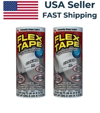2 PACK - FLEX SEAL TFSCLRR0805 FLEX TAPE Waterproof Tape, Clear, 8in x 5ft