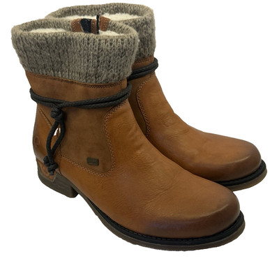 Rieker Fee 88 Womens Ankle Boot Brown Size 10 Leather Western Casual Preppy