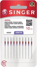 SINGER 10-Pack Universal 2020 Sewing Machine Needles, Size 100/16
