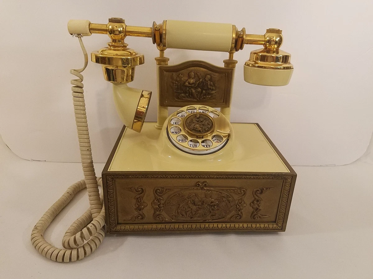 1975 Antique Victorian Gold Bell Vintage Cradle Rotary Dial Phone