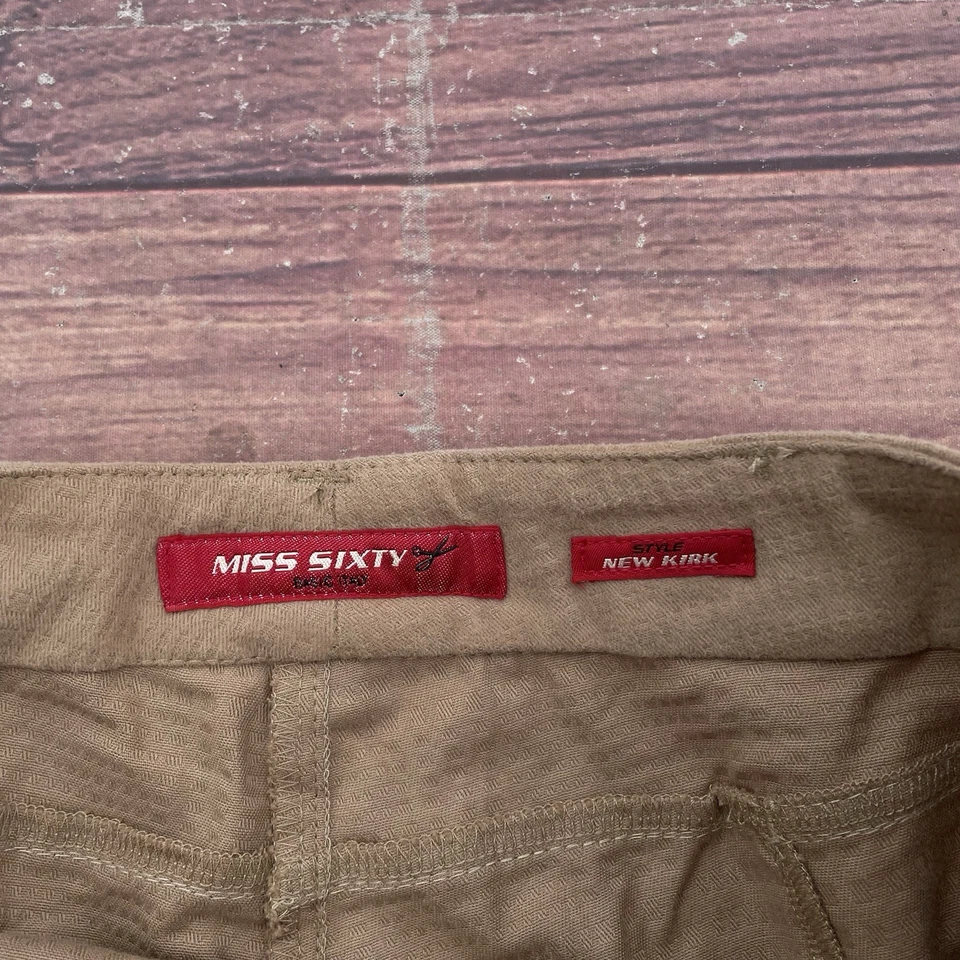 Pantalones de mezclilla caqui acampanados estilo Kirk Y2K Miss Sixty 28 diseñador italiano Foto 4 de 4