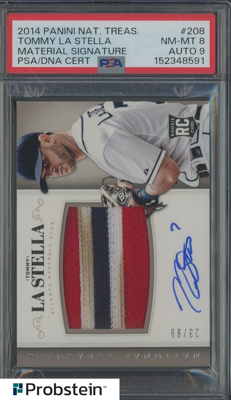 2014 National Treasures Tommy La Stella Patch /99 PSA 8 PSA/DNA 9 AUTO