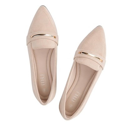 MUSSHOE Loafers for Women Pointed Toe Dressy Gold Bit Flats, Suede BusinessCa...