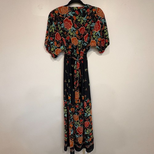 Zara V-Ausschnitt Blumen Knopfleiste Wickel Shirt Kleid Maxi Small - Bild 7 von 10