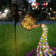 Solar Fairy Watering Can Lights Vintage Metal Garden Decor Outdoor Solar Hanging