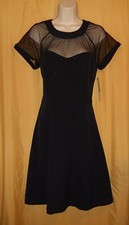 S.L. Fashions women's black evening fit flare dress peekaboo sheer top 6 $90