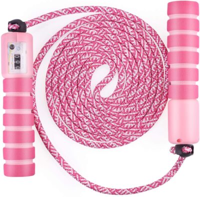 Rosa Springseil Speed Rope mit Zähler und bequemen Anti-Rutsch-Griffen