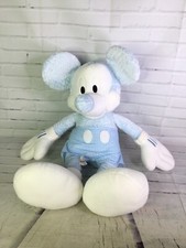 Disney Mickey Mouse Spring Pastel Gingham Blue White Plush Stuffed Animal Large