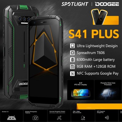 Unlocked DOOGEE S41 PLUS 4G LTE Rugged Phone Android Waterproof Mobile 8+128GB