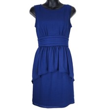 BCBGMaxAzria Rhea Sleeveless Peplum Sheath Dress 0 Blue Depth Party Event