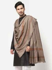 Men's Border Woolen Paisley Jamawar Indian Lohi Shawl Scarf Scarves 50" X 100"