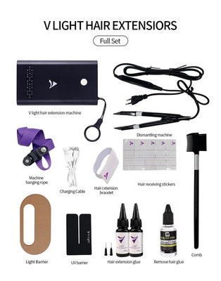 V Light Hair Extension System Kit for 100% Human Hair with Glue Set V LIGHT Hair