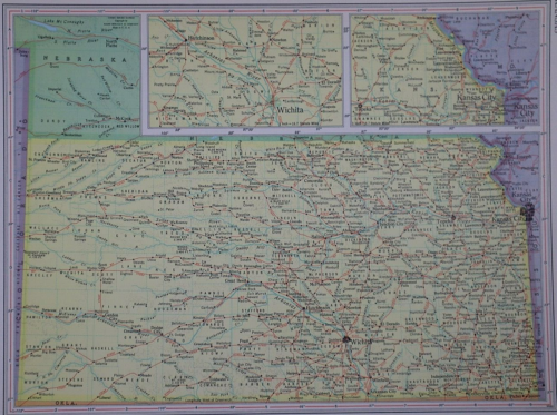 Vintage 1967 Rand McNally Atlas Map ~ STATE of KANSAS ~ Free S&H - Bild 1 von 5
