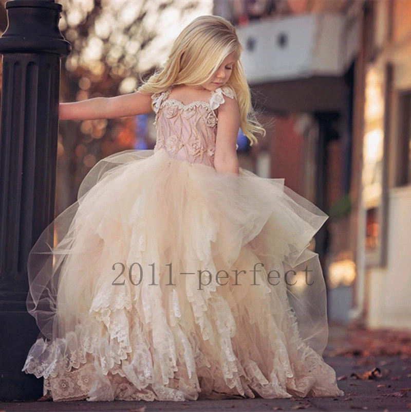 Vintage Ball Gown Flower Girl Dresses For Weddings Mint Toddler Pageant Dresses