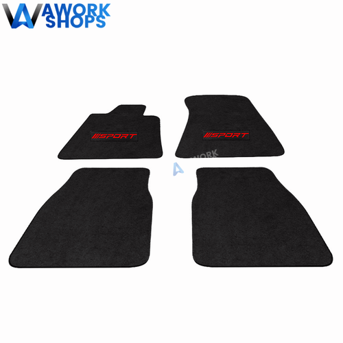 Fits 8491 BMW E30 3 Series 2DR Black Nylon Floor Mats Carpets w/ Red Sport eBay