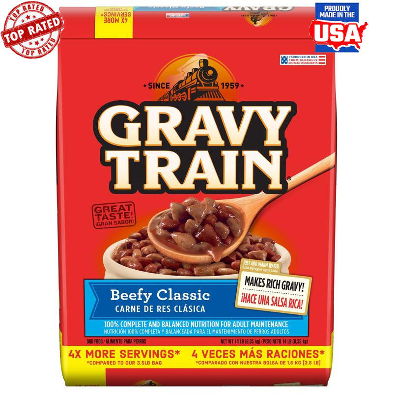 Dry Kibble Protein Rich Nutrition Crunchy Savory Gravy 14lb 