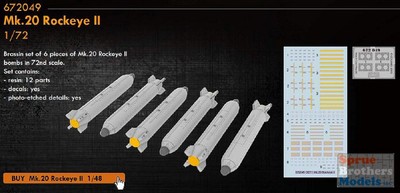 EDU672049 1:72 Eduard Brassin Mk.20 Rockeye II Bomb Set