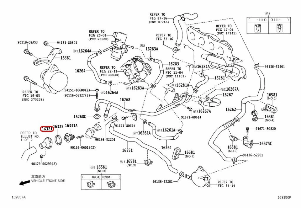 Carcasa de termostato de agua Toyota OEM 16321-21020 para Yaris Foto 3 de 4