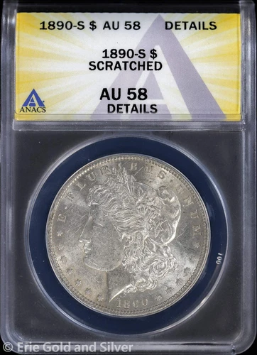 1890-S $1 Morgan Silver Dollar ANACS AU 58 Details